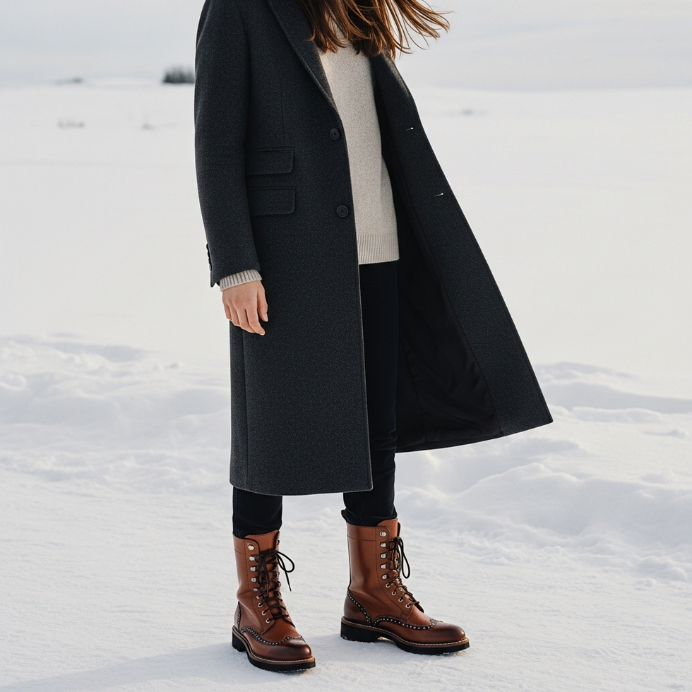 luxury winter clothing, designer coats, high-quality boots