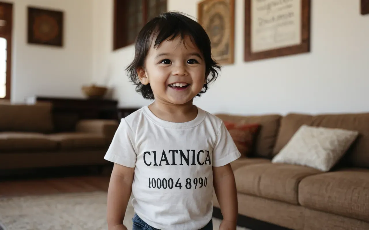 comfortable baby wear A happy toddler playing in a living room wearing simple soft cotton clothes with natural sunlight and no visible text or logos on the clothing