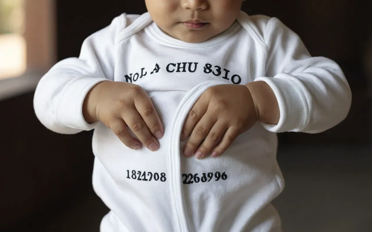 testing baby clothes flexibility safely A pair of hands gently stretching a soft white cotton baby onesie showing its elasticity and flexible texture.