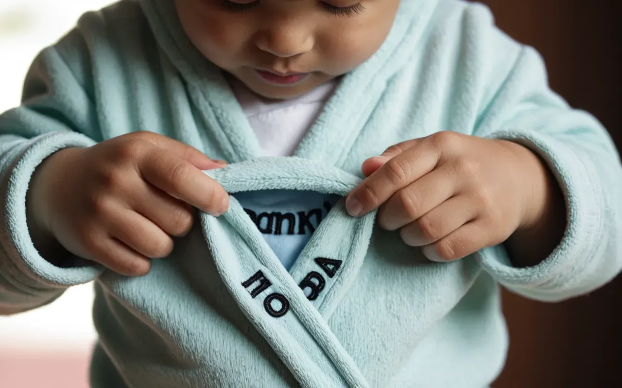 baby apparel comfort A close-up of a toddler's hands adjusting the fold-over cuffs on a soft pastel onesie in bright natural light showing texture and fit without any visible logos or text.
